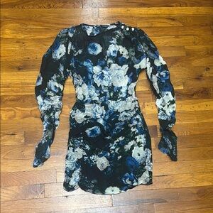 Blue Sheath Dress with Bishop Sleeves for Cocktail Events